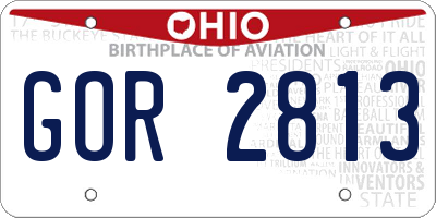 OH license plate GOR2813