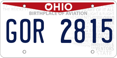 OH license plate GOR2815