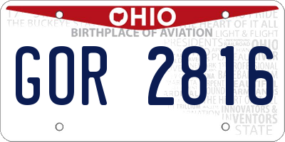 OH license plate GOR2816
