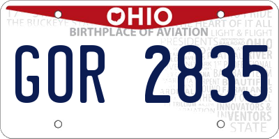 OH license plate GOR2835