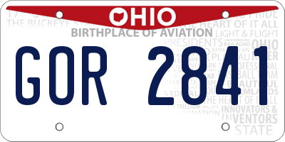 OH license plate GOR2841