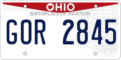 OH license plate GOR2845