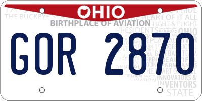OH license plate GOR2870