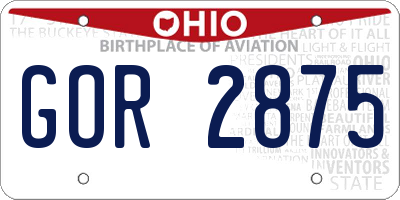 OH license plate GOR2875