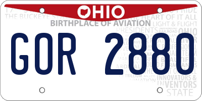 OH license plate GOR2880