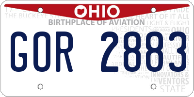 OH license plate GOR2883