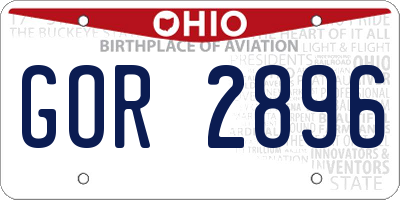 OH license plate GOR2896