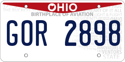 OH license plate GOR2898