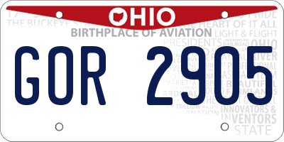 OH license plate GOR2905
