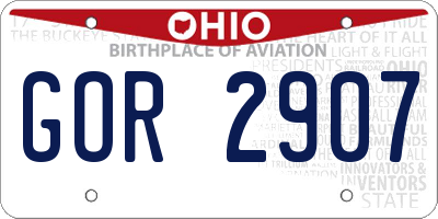 OH license plate GOR2907