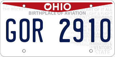 OH license plate GOR2910