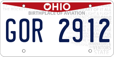 OH license plate GOR2912