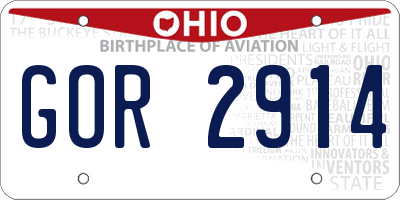 OH license plate GOR2914