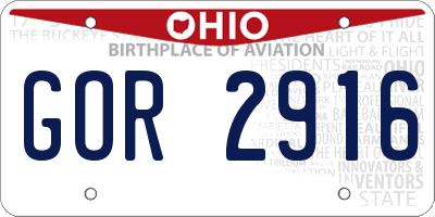 OH license plate GOR2916