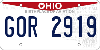OH license plate GOR2919