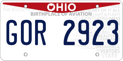 OH license plate GOR2923
