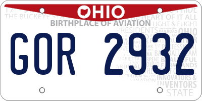 OH license plate GOR2932