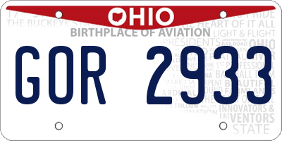 OH license plate GOR2933