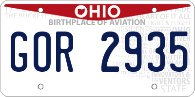 OH license plate GOR2935