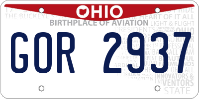 OH license plate GOR2937