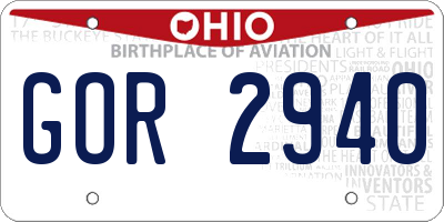OH license plate GOR2940