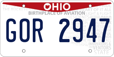 OH license plate GOR2947