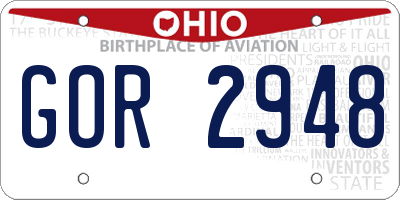 OH license plate GOR2948