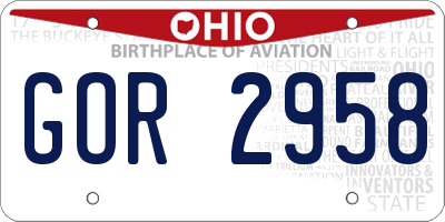 OH license plate GOR2958