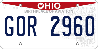 OH license plate GOR2960