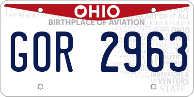 OH license plate GOR2963