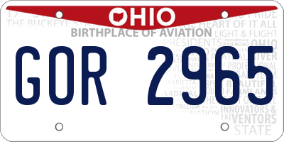 OH license plate GOR2965