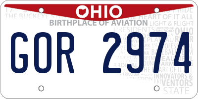 OH license plate GOR2974