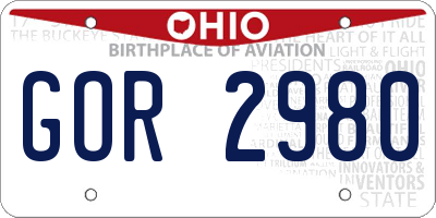 OH license plate GOR2980