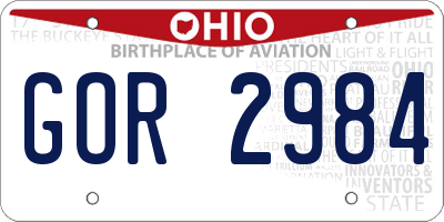 OH license plate GOR2984