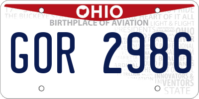 OH license plate GOR2986