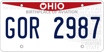 OH license plate GOR2987