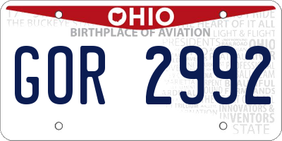 OH license plate GOR2992