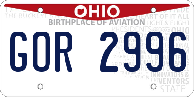 OH license plate GOR2996