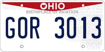 OH license plate GOR3013