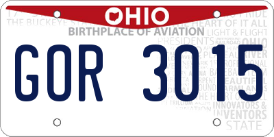 OH license plate GOR3015
