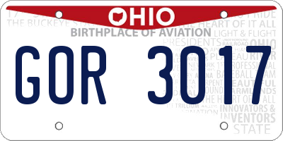 OH license plate GOR3017