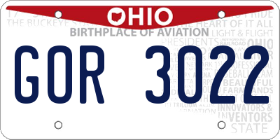 OH license plate GOR3022