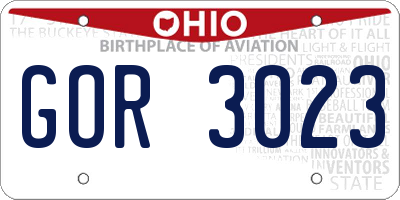 OH license plate GOR3023