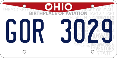 OH license plate GOR3029