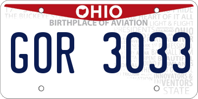 OH license plate GOR3033