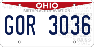 OH license plate GOR3036