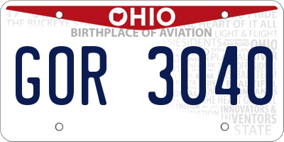 OH license plate GOR3040
