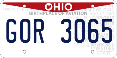 OH license plate GOR3065