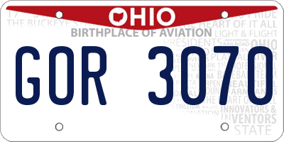 OH license plate GOR3070