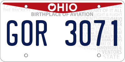 OH license plate GOR3071